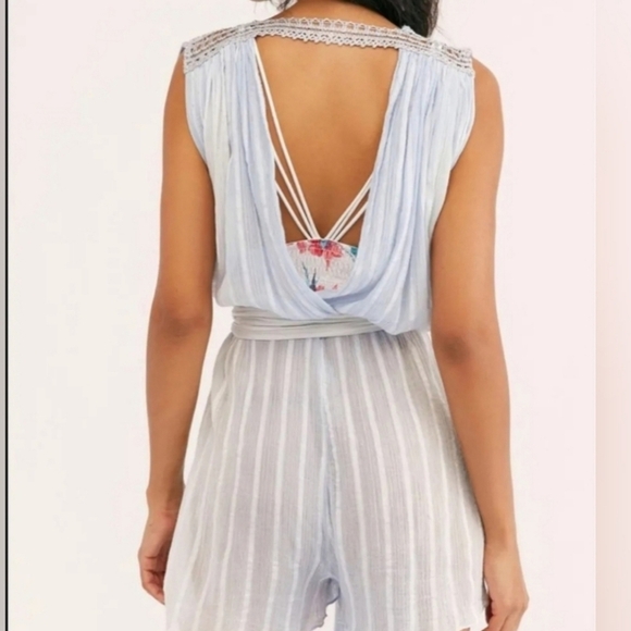 Free People Athena Romper Coverup Rope Blue - Picture 2 of 7